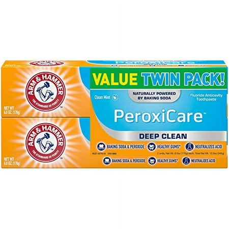Arm & Hammer Peroxicare Toothpaste, Clean Mint Fluoride Toothpaste Twin Pack, 6 oz, 6 Pack