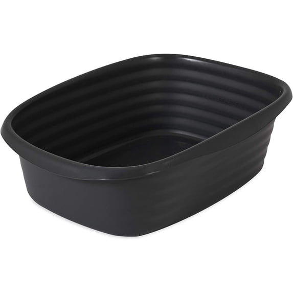 Arm & Hammer Plastic Open Top Cat Litter Box, Small Pan, Recycled Materials, Black