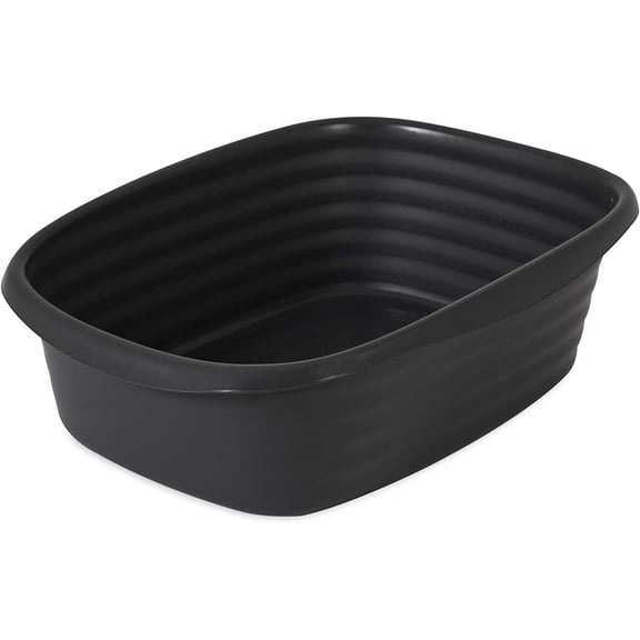 Arm & Hammer Plastic Open Top Cat Litter Box, Small Pan, Recycled Materials, Black