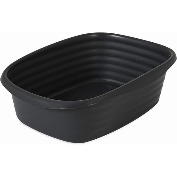 Arm & Hammer Plastic Open Top Cat Litter Box, Small Pan, Recycled Materials, Black