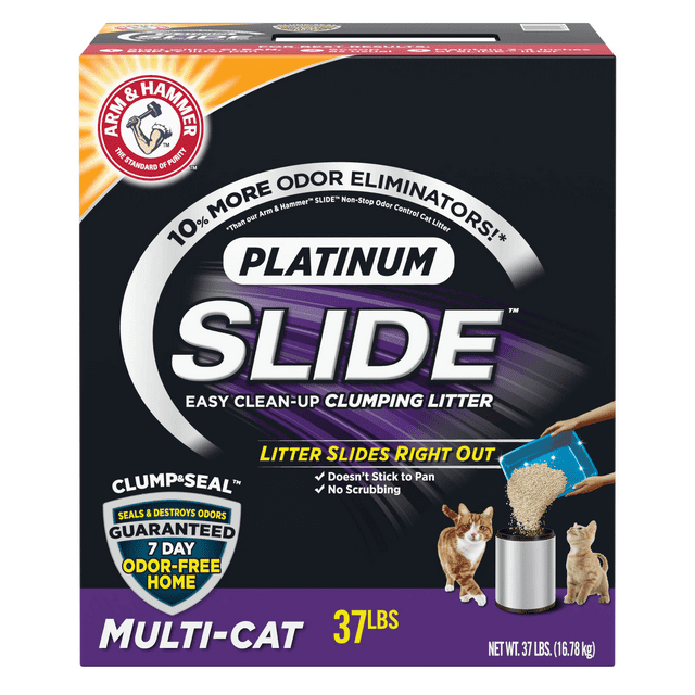 Arm & Hammer Platinum SLIDE Easy Clean, Clumping Litter, MultiCat, 37