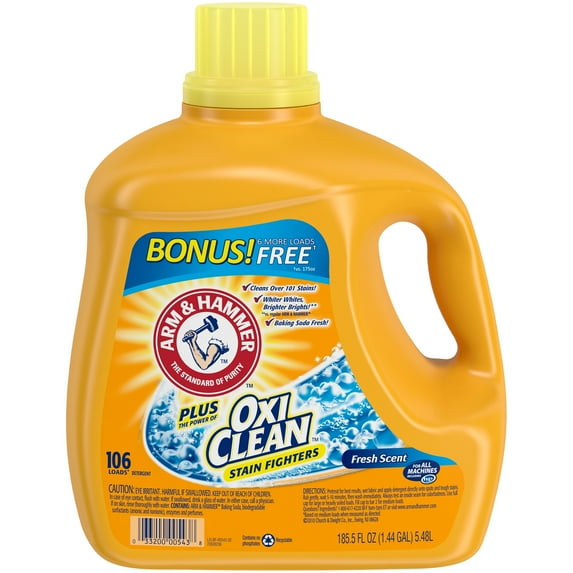 Arm Hammer Plus OxiClean Fresh Scent Liquid Laundry Detergent, 185.5 fl oz