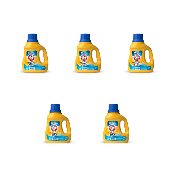 Arm & Hammer Plus OxiClean Laundry Detergent  5 Pack  bottles (32.5 fl oz / 25 Loads x  5)
