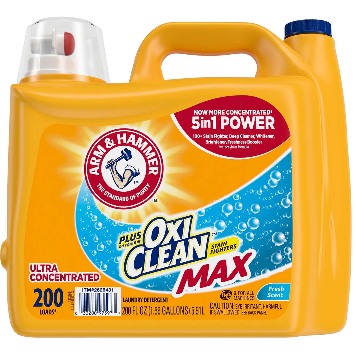 Arm & Hammer OxiClean Max Fresh Scent Liquid Laundry Detergent, 200 Loads