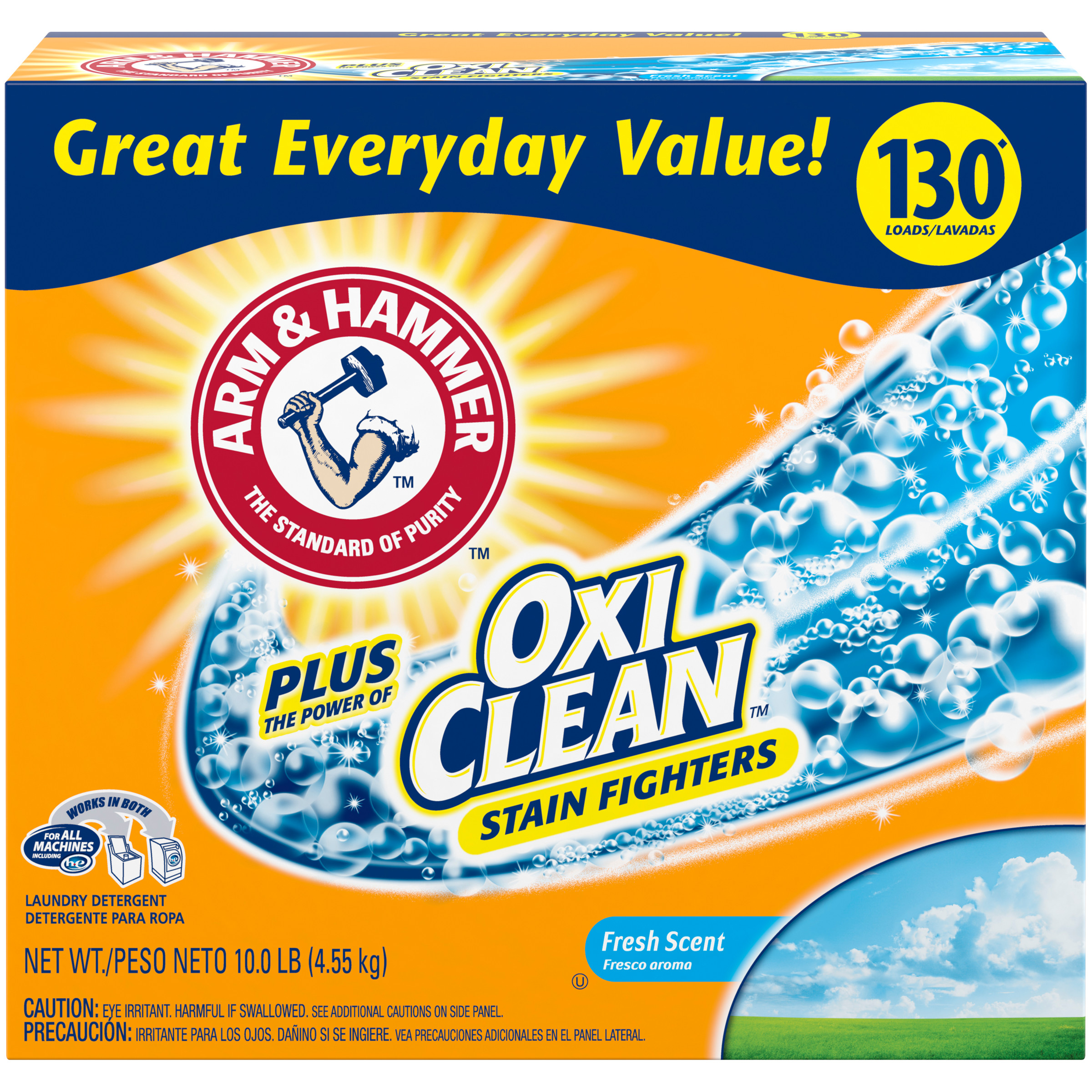 Arm & Hammer Plus OxiClean Powder Laundry Detergent, Fresh Scent, 130 Loads - image 1 of 2