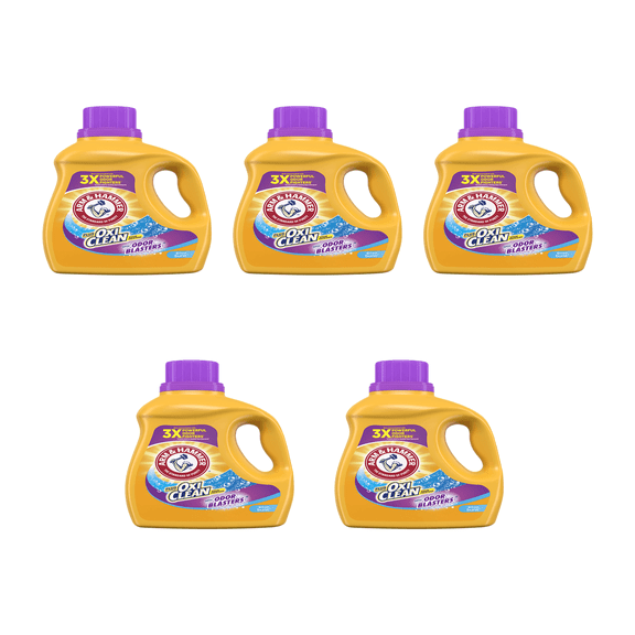 Arm & Hammer Plus OxiClean with Odor Blasters Laundry Detergent  5 Pack  bottles (32.5 fl oz / 25 Loads x  5)