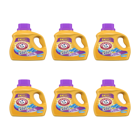 Arm & Hammer Plus OxiClean with Odor Blasters Laundry Detergent 6 Pack bottles (32.5 fl oz / 25 Loads x6)