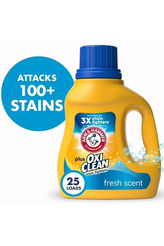 Arm & Hammer Plus Oxiclean Stain Fighter Liquid Laundry Detergent, Fresh Scent,