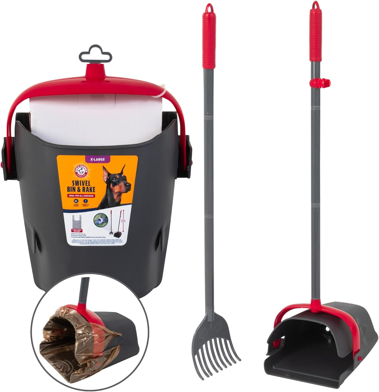 Arm & Hammer HeavyDuty XL Dog Pooper Scooper with Bag Attachment