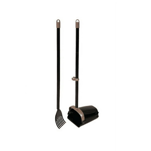 ARM & HAMMER Pooper Scooper Swivel Bin and Rake Dog Poop Scooper with 2 Odor Eliminating Bags, Black