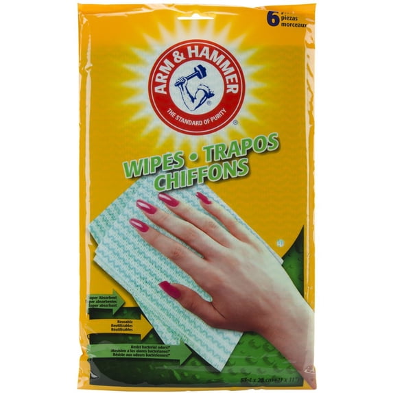 WIPES 6CT REUSABLE HOUSEHOLD 18PC WHITE ARM & HAMMER, Case Pack of 18
