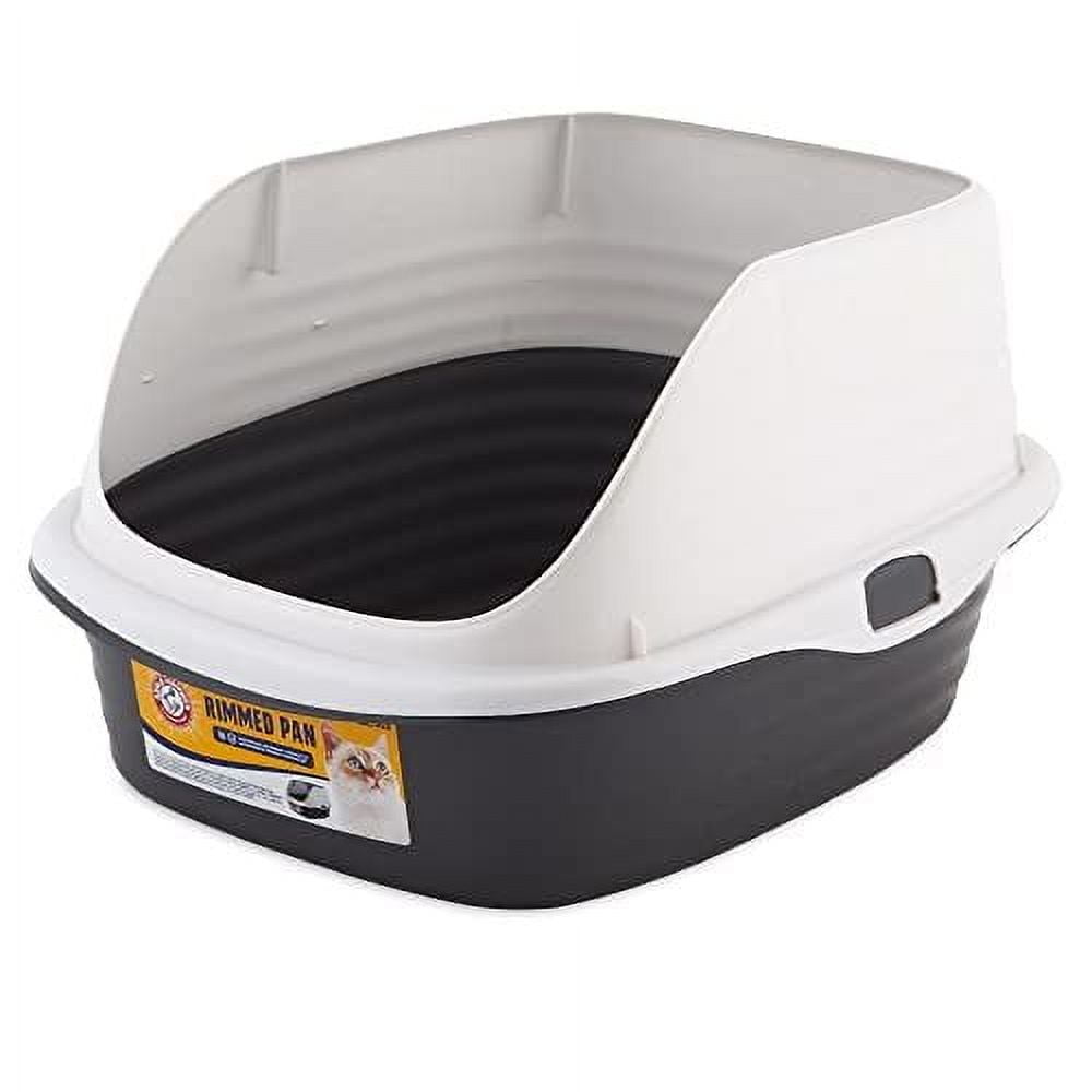 Large Gray and White Plastic Rimmed Cat Litter Box