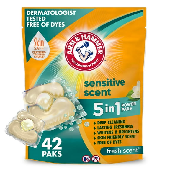 Arm & Hammer Sensitive Fresh Scent 5-IN-1 Power Paks, 42 count