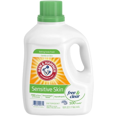 Arm & Hammer Sensitive Skin Free & Clear, 100 Loads Liquid Laundry Detergent, 150 Fl oz