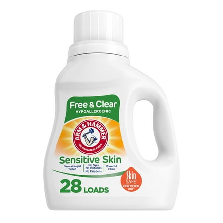 Arm & Hammer Sensitive Skin Free & Clear, 28 Loads Liquid Laundry Detergent, 28 Fl oz