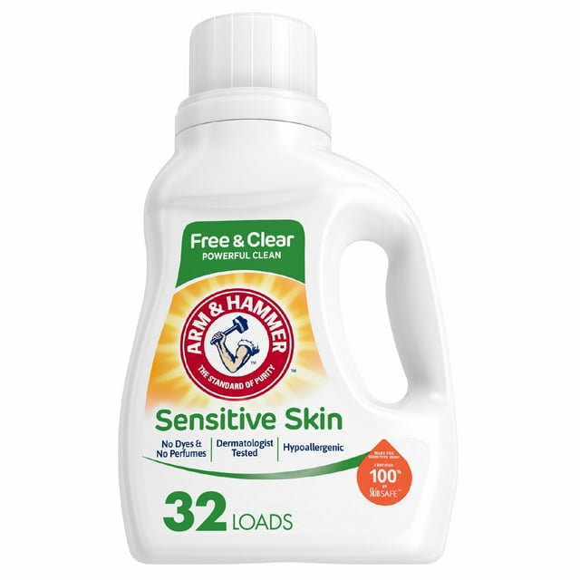 Arm Hammer Sensitive Skin Free Clear, 32 Loads Liquid Laundry Detergent, 50 Fl oz