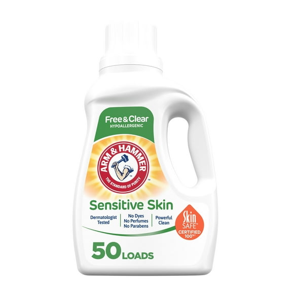 Arm & Hammer Sensitive Skin Free & Clear, 50 Loads Liquid Laundry Detergent, 50 Fl oz