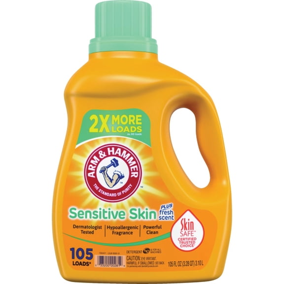 Arm & Hammer Sensitive Skin HE Liquid Laundry Detergent - Fresh, 105 Loads, 105 oz