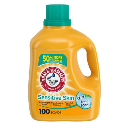Arm & Hammer Sensitive Skin Plus Fresh Scent, 100 Loads Liquid Laundry Detergent, 150 Fl oz