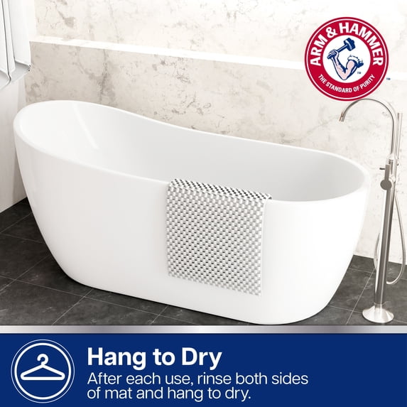 Arm & Hammer Sensory Touch Non Slip Loofah Shower Tub Mat, Quick Drying, 17x30 White