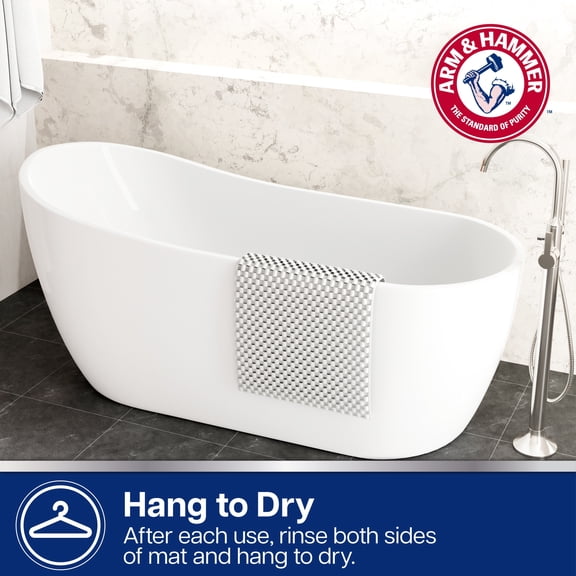 Arm & Hammer Sensory Touch Non Slip Loofah Shower Tub Mat, Quick Drying, 17x30 White