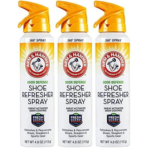 Arm and Hammer Shoe Refresher Spray, Multi-Purpose Odor Remover for All Types of Footwear, Shoe Deodorizer Spray, Shoe Odor Eliminator, Shoe Spray, Shoe Smell Eliminator, 4 oz (3 Pack)