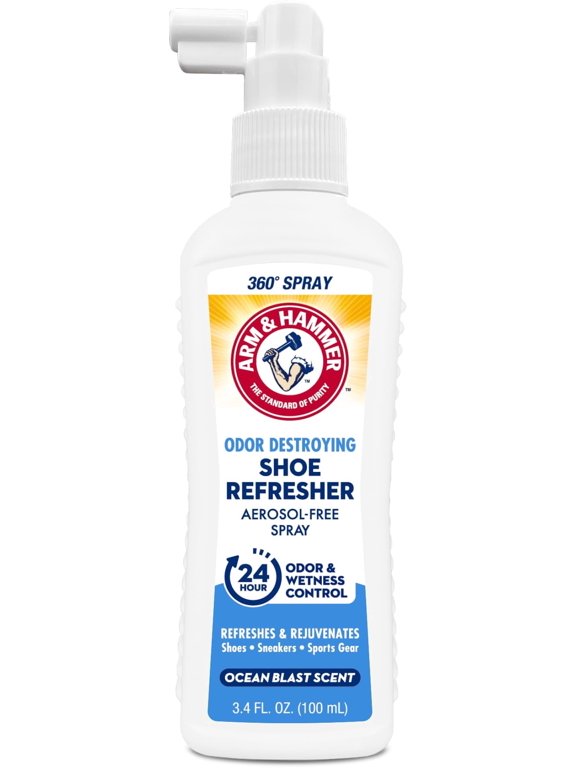 Shoe Refresher Spray, Odor Eliminator for Sneakers, 24 Odor & Wetness Control, Aerosol-Free Shoe Deodorizer, Ocean Blast Scent, 3.4 oz