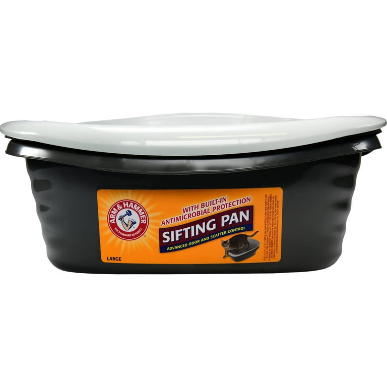 Arm Hammer Sifting Cat Litter Box 2 Open Top Plastic Cat Litter Pans and Cat Litter Tray Large white