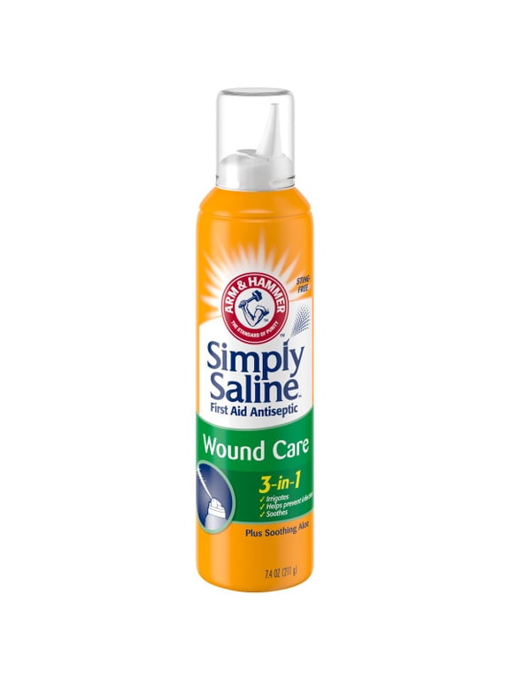 Simply Saline 3-in-1 Wound Care 7.4 Oz Antiseptic Spray Wound Cleanser First Aid Supplies Wound Wash Saline Solution Active Skin Repair Spray Piercing Aftercare Spray