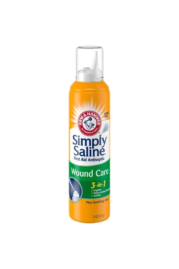 Simply Saline 3-in-1 Wound Care 7.4 Oz Antiseptic Spray Wound Cleanser First Aid Supplies Wound Wash Saline Solution Active Skin Repair Spray Piercing Aftercare Spray
