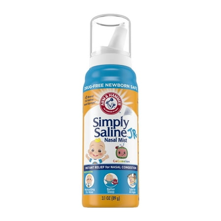 Arm & Hammer Simply Saline Jr. Nasal Mist 3.1oz, CoComelon, Drug-Free Newborn Safe, 1-Count