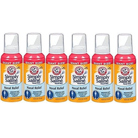 Arm & Hammer Simply Saline Nasal Mist Giant Size: 6 Packs of 4.25 Oz