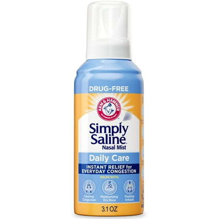 ARM & HAMMER Simply Saline Daily Care Drug-Free Mist for Nasal Congestion Relief, 3.1 oz