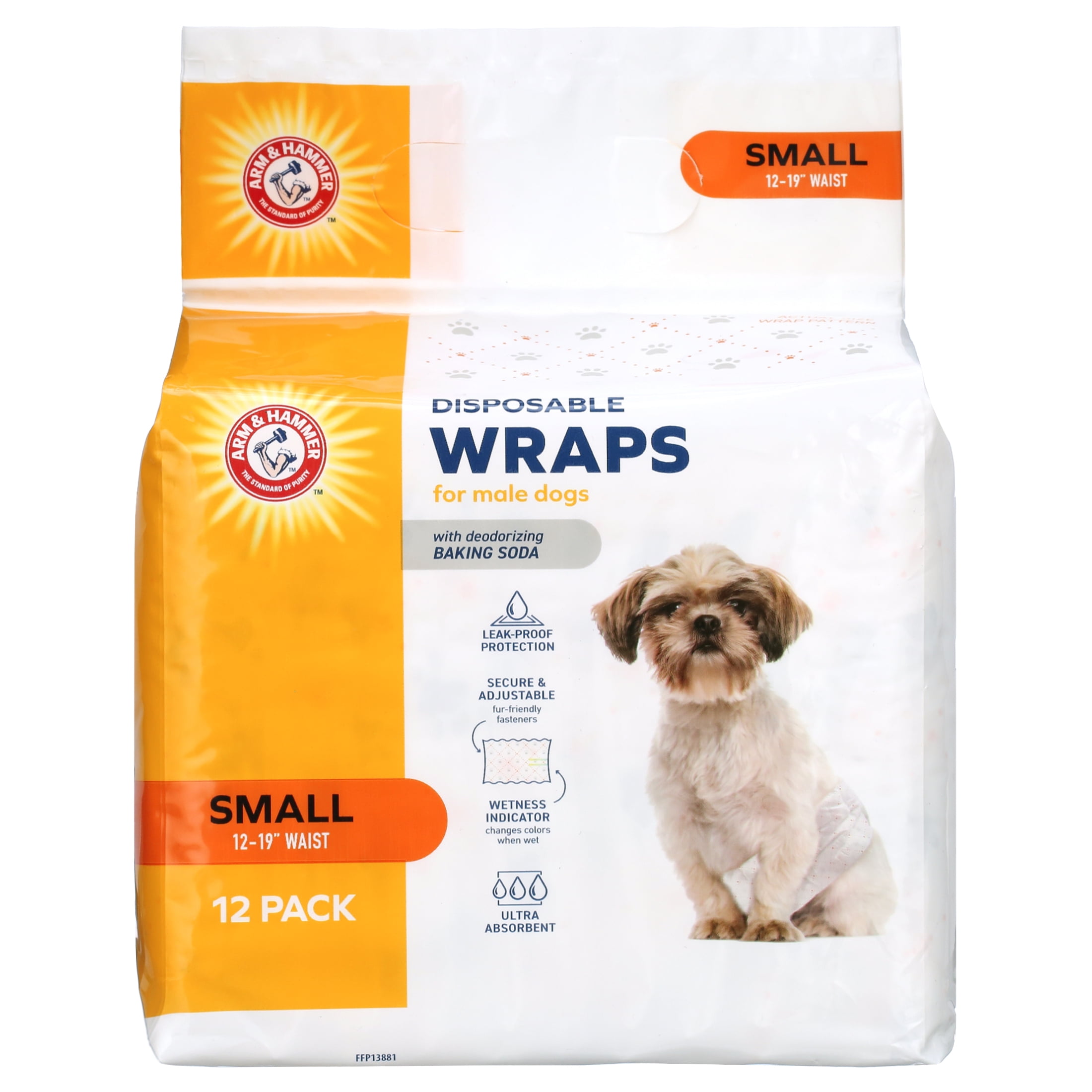 Arm Hammer Small Male Dog Diaper Wraps 12 Pack Adjustable