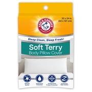Arm & Hammer Soft Terry Pillow Protector, Waterproof, Zipper Closure, 20" x 54", White, Body Pillow