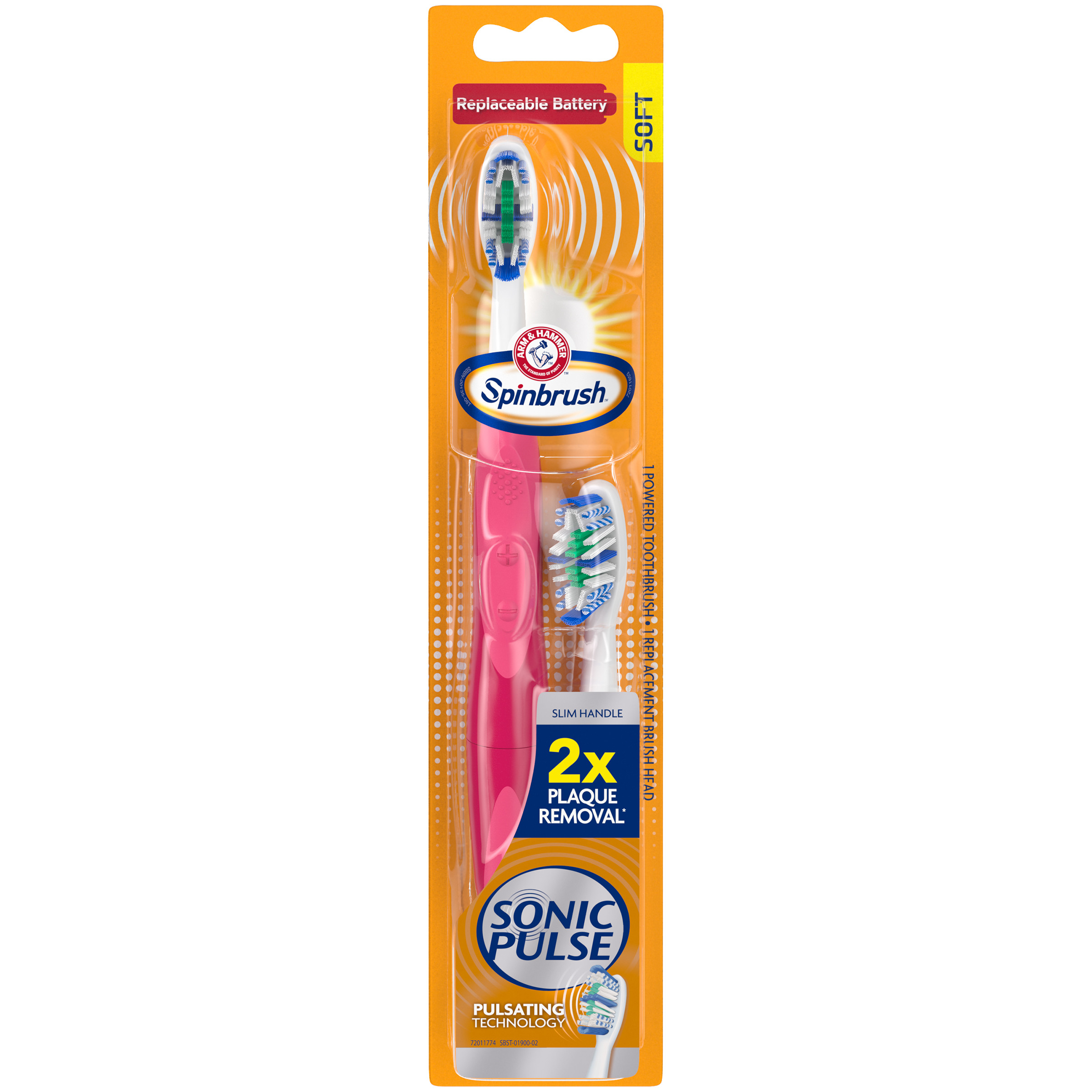 Arm & Hammer Spinbrush Sonic Pulse Battery Toothbrush, Soft - image 1 of 8