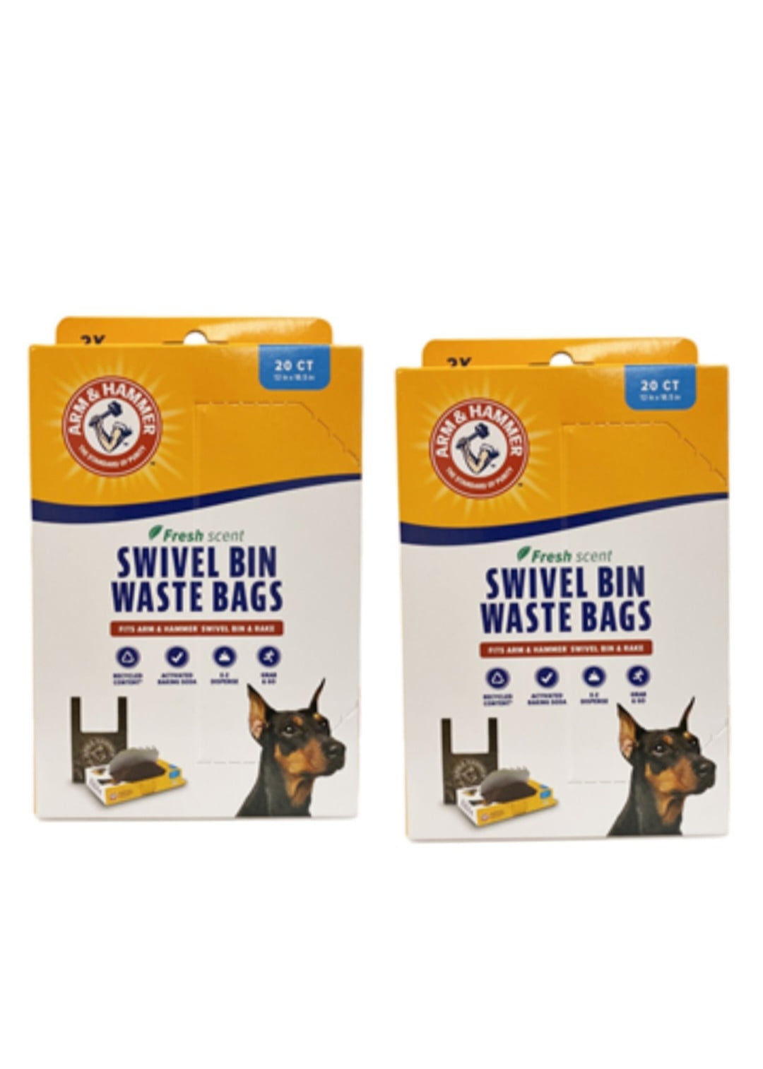 Arm & Hammer Swivel Bin Waste Bags, 20 Count, 2 Pack
