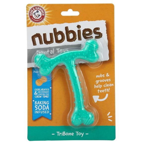 Arm & Hammer T Bone Nylon Dental Chew Toy, Peanut Butter Flavor, Reduces Plaque Without Brushing