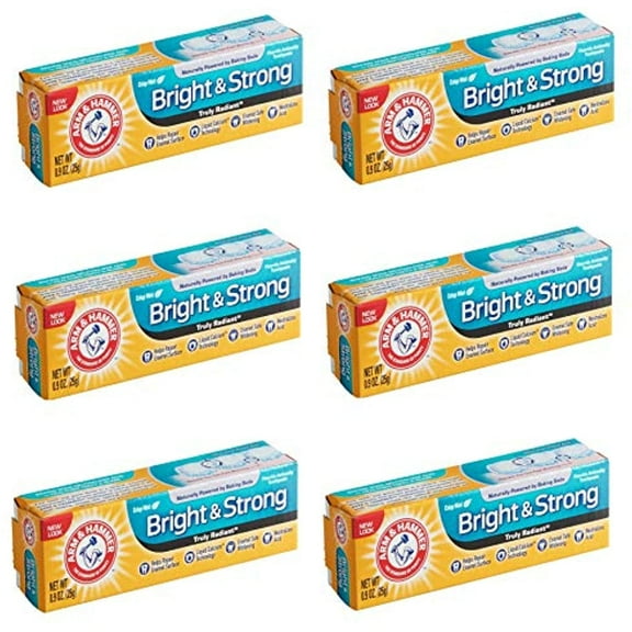 Arm & Hammer Truly Radiant Bright & Strong Whitening Toothpaste .9 Oz Travel Size (Pack Of 6)
