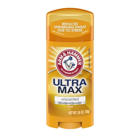 ARM & HAMMER ULTRA MAX Solid Antiperspirant Deodorant, Unscented, for Men and Women, 2.6 oz