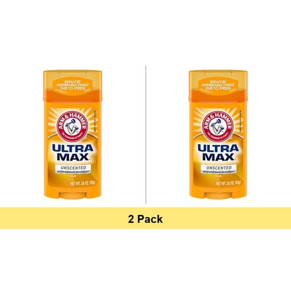 Arm & Hammer ULTRAMAX Deodorant Invisible Solid Unscented 2.6oz Each - 2 Pack