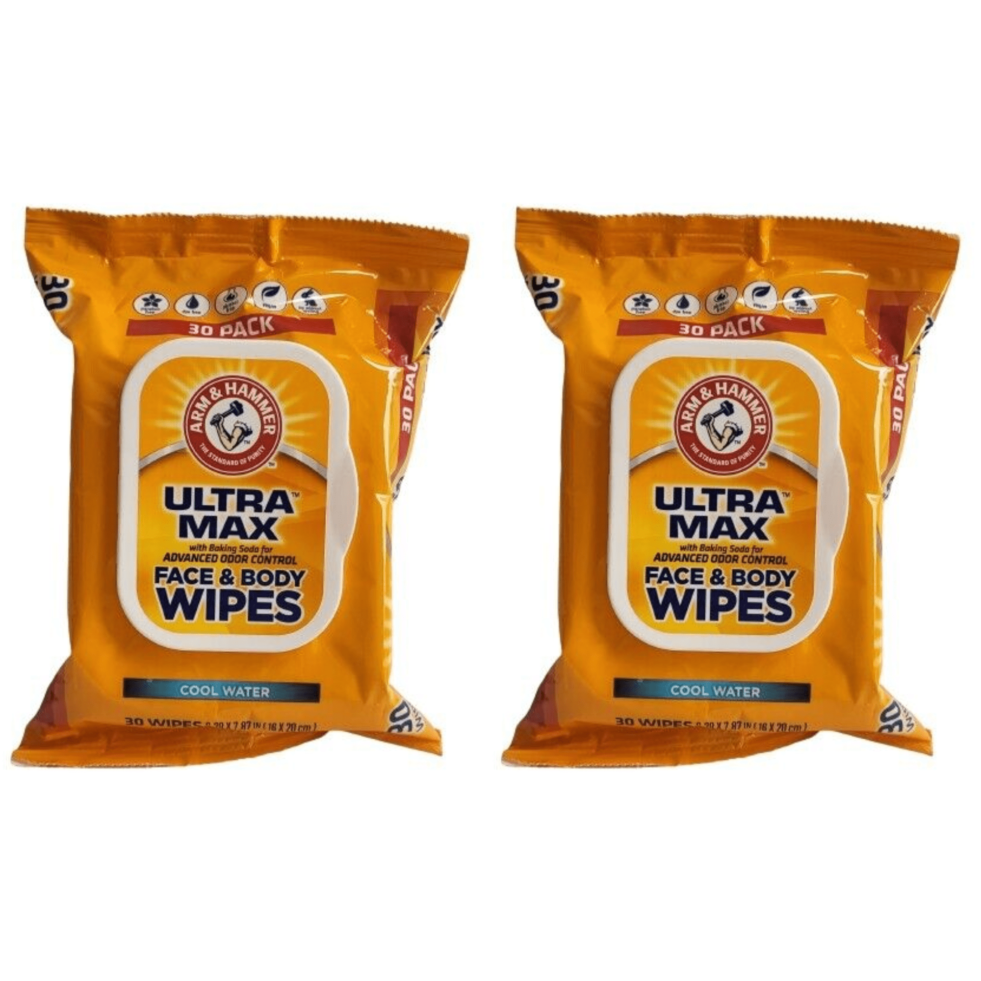 Arm &amp; Hammer Ultra Max Face and Body Wipes Cool Water Scent With 