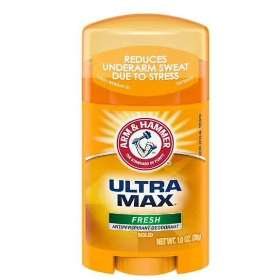 Arm & Hammer Ultra Max Invisible Solid Antiperspirant Deodorant, Fresh, 1 Ounce Travel Size (Pack Of 10)