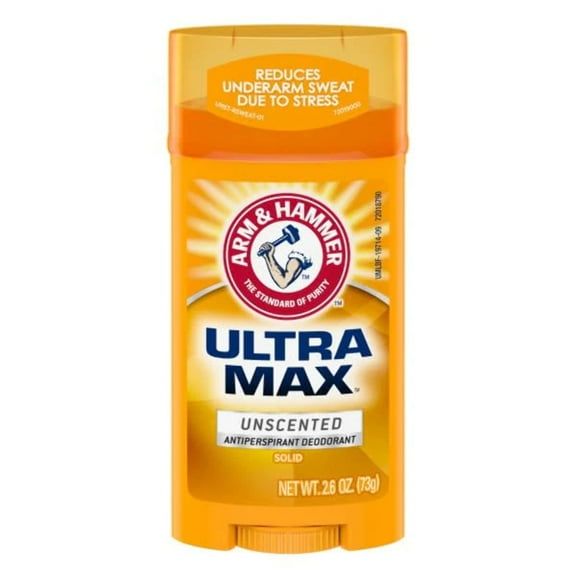 Arm & Hammer Ultra Max Solid Antiperspirant Deodorant, Wide Stick, Unscented, 2.6 oz