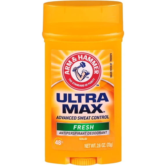 Arm & Hammer Ultra Max Solid Men Antiperspirant Deodorant, Fresh, 2.6 oz, 6 Pack