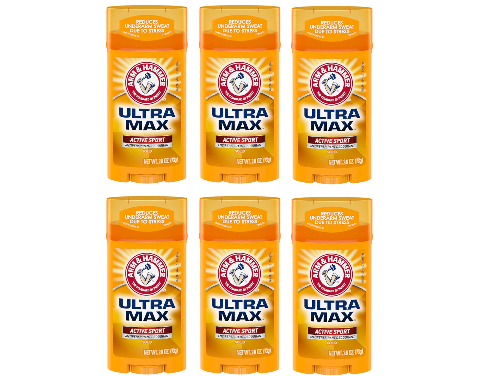 Arm Hammer Ultramax Active Sport Antiperspirant Deodorant Solid, 2.6oz - Pack of 6