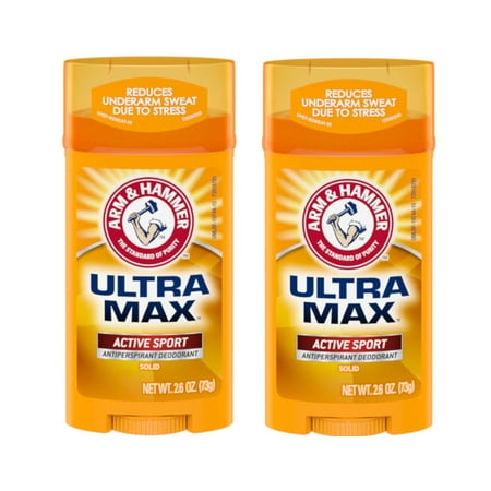 Arm & Hammer Ultramax Antiperspirant Deodorant for Men, Invisible Solid, Active Sport, 2.6 oz