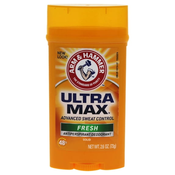 Arm & Hammer Ultramax Deodorant Antiperspirant Invisible Solid Fresh by Arm & Hammer for Men - 2.6 oz Deodorant Stick