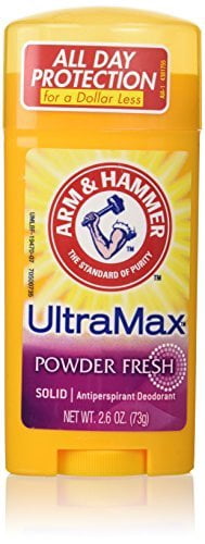 Arm & Hammer Ultramax Deodorant and Antiperspirant Solid, Powder Fresh, 2.6-Ounce Stick (Pack of 6)