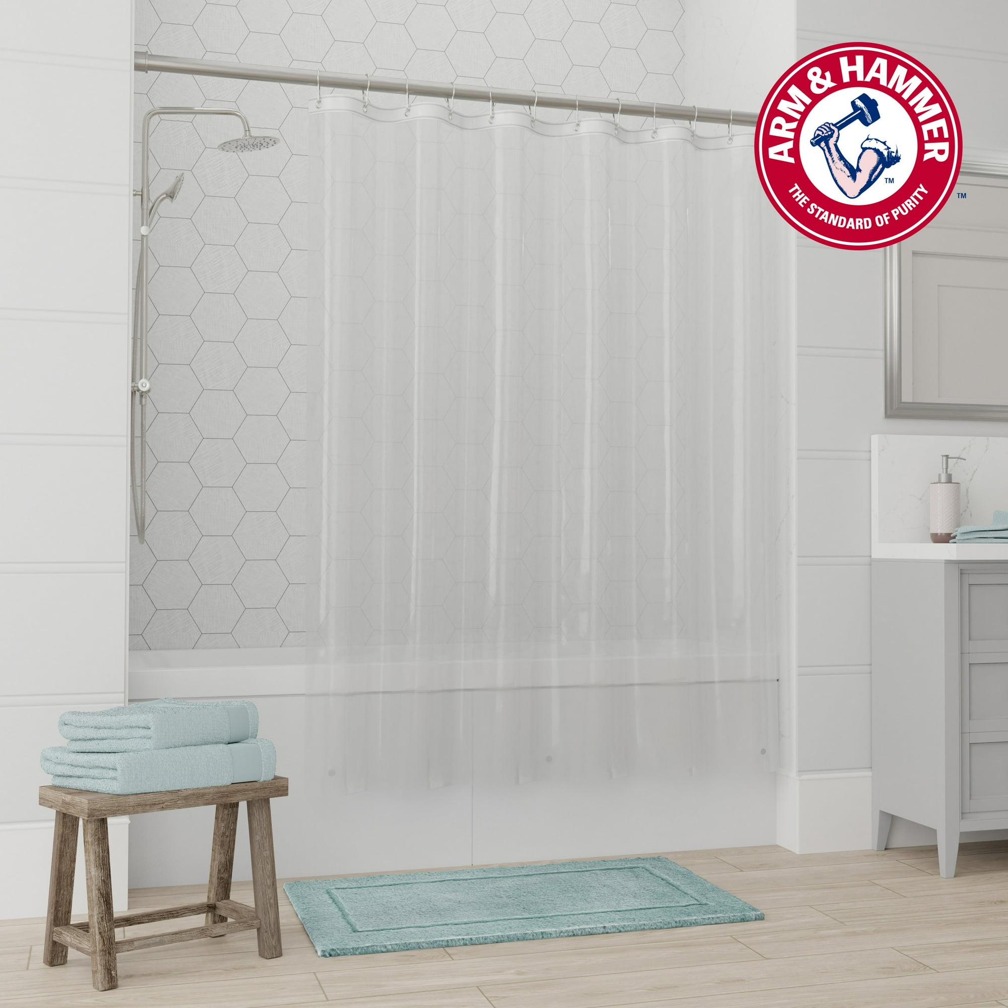 Arm & Hammer™ Waterproof PEVA Shower Liner, Medium Weight, 70x72, Clear